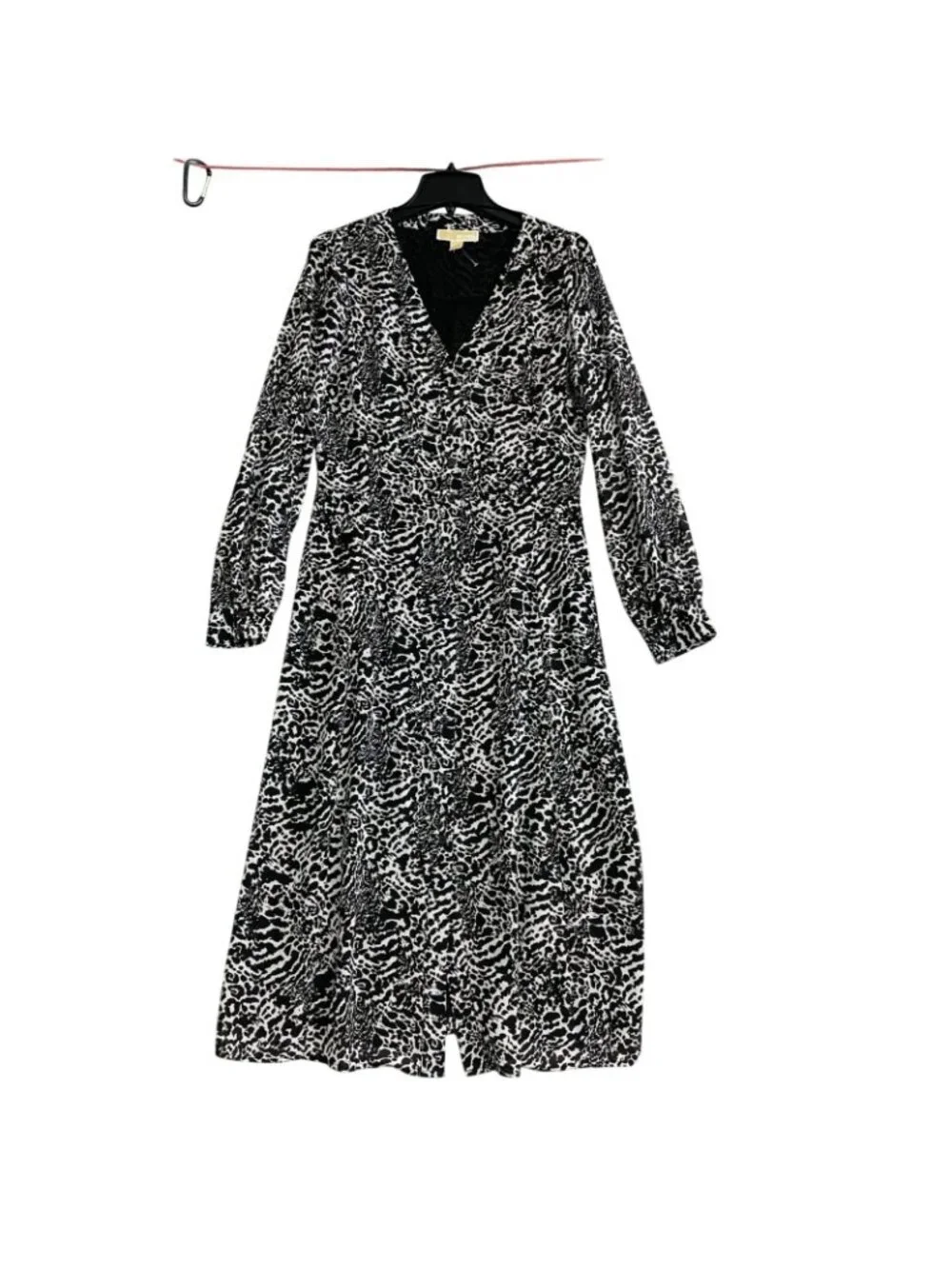 NWOT Michael Kors Women's S  Animal Print Button Front Chiffon Midi Dress J1941